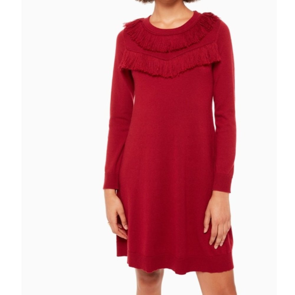 kate spade new york fringe sweater burgundy dress